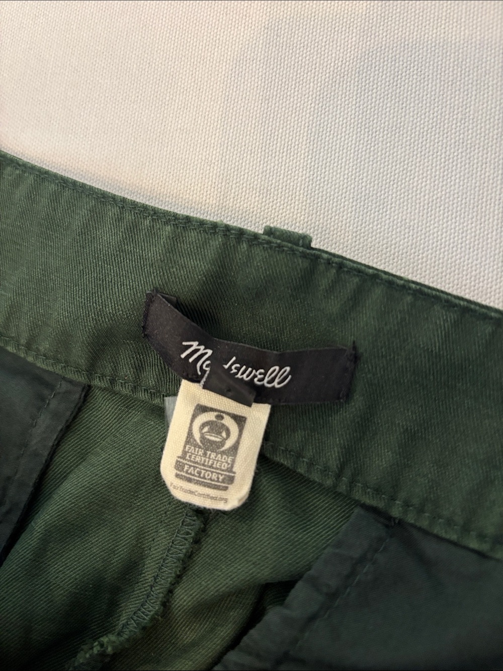 Madewell Army Green Wide-Leg Cropped Cotton Linen Blend Pleated Trousers. 10P - Picture 7 of 12
